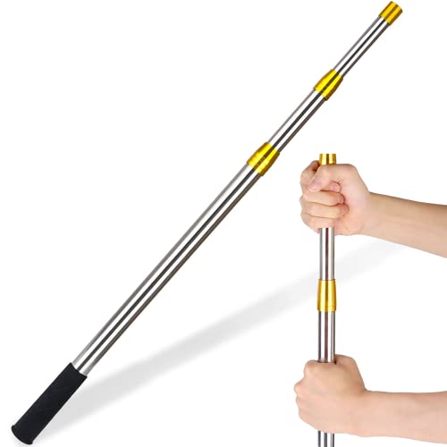 Gefischtter Fishing Harpoon Retractable Telescopic Fish Gaff Stainless Steel Fishing Barbed Spear Aluminum Alloy Rod with 8mm Screw for Outdoor Fishing Landing