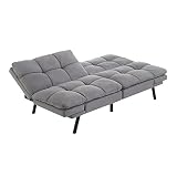 FIOXA Memory Foam Futon, Black Faux Suede Fabric (Color : Gray)