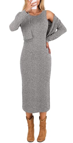 GRECERELLE Women's Fall 2 Piece Sets Long Sleeve Cropped Cardigan