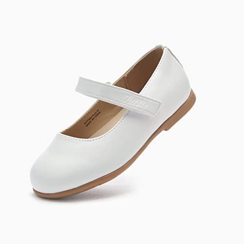 Weestep Toddler/Little Kid Girl Dress Ballet Flat Mary Jane Ballerina Shoe(11 Little Kid, Classic White) #TOP6