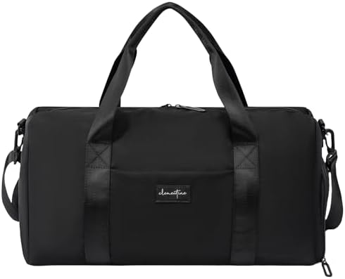 Small Gym Bag for Women with Shoe Compartment and Wet Pocket | Durable Lightweight Gym Bag | Great for the Gym and Overnights | Black