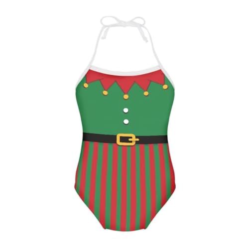 Image of Christmas Kids One-Piece Halter Swimsuits Beach Swimwear Bathing Suit for 3-10 Years Girls