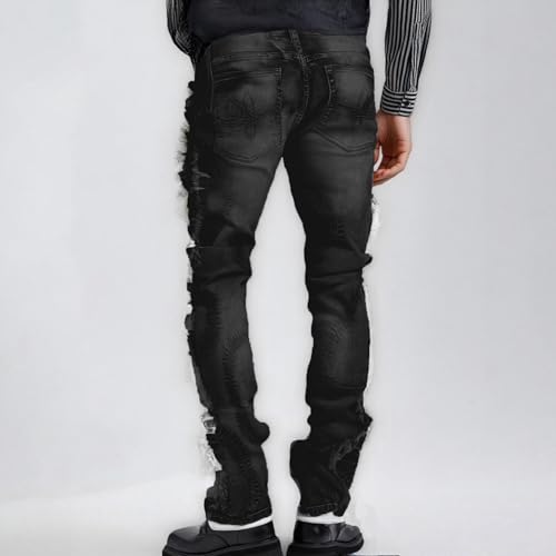 Men's Ripped Distressed Destroyed Skinny Jeans Men Hippie Y2k Goth Harajuku Washed Denim Jeans Pants Streetwear Slim3
