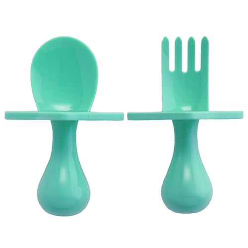 Image of Nooli Toddler Spoons and Forks Toddler Forks and Spoons Baby Utensils, BPA Phthalates-Free, Dishwasher and Sterilizer Safe, Mint