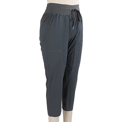 Calça de moletom feminina de nylon respirável casual com cordão para corrida e ciclismo (verde e pre