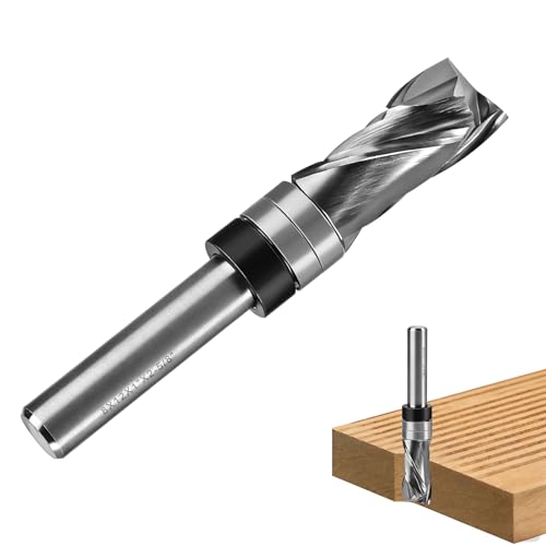 MIGUBIGU 1 PCS Fraise Defonceuse en Spirale à Compression 8 mm, Fraise à Affleurer 8 mm avec Roulement, Diamètre de Coupe 12 mm, Longueur de Coupe 25,4 mm, Pour Défonceuse, Travail du bois