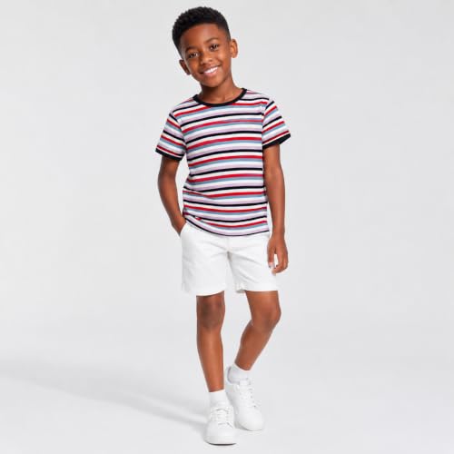 Image of Mud Kingdom Boys Girls T-Shirts Rainbow Stripe Cotton Unisex Top