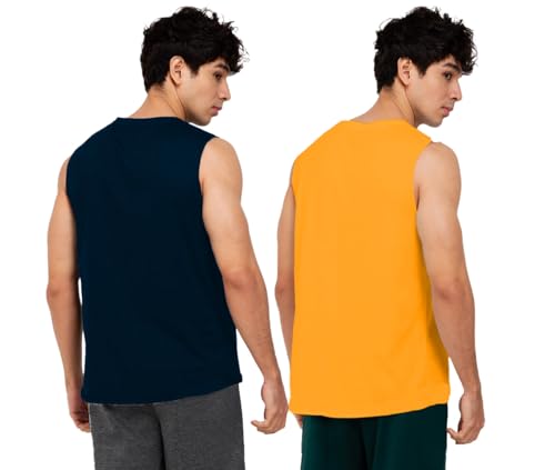 Image of Solid Sleeveless Cotton Regular Fit Mens Stylish Top Tanks Vest T-Shirt (Combo Pack of 2)