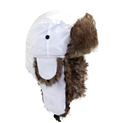 CHRISK Cappello da aviatore invernale da uomo caldo russo impermeabile cappello bomber cappello caldo protezioni orecchie cappelli, bianco, Etichettalia unica
