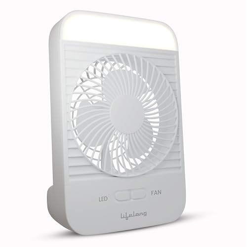 Image of Lifelong Portable Mini Fan with LED Light | 3 Speed Settings, 2800 RPM | Built-In LED Light with 3 Light Modes | 5W BLDC Motor, 2000mAh Battery | Type-C Rechargeable | Compact & Travel-Friendly Design