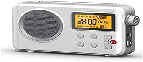 Radio NK-AB1904 FM / AM – Radio Portátil de Sobremesa, Pantalla LCD con Luz, Antena, Altavoz, 4 Pilas AA, cable DC5V, Blanca (Función Radio Despertador)