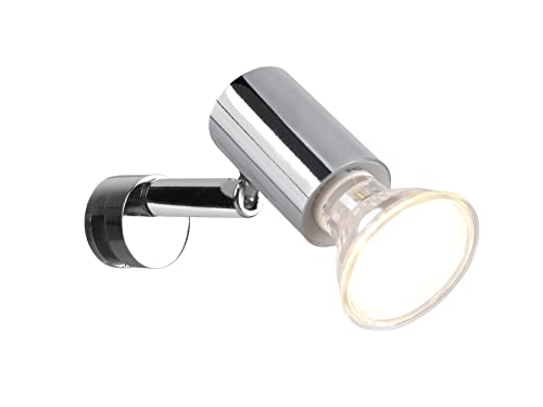 Lampe de miroir avec spot orientable en argent chromé, profondeur 10 cm