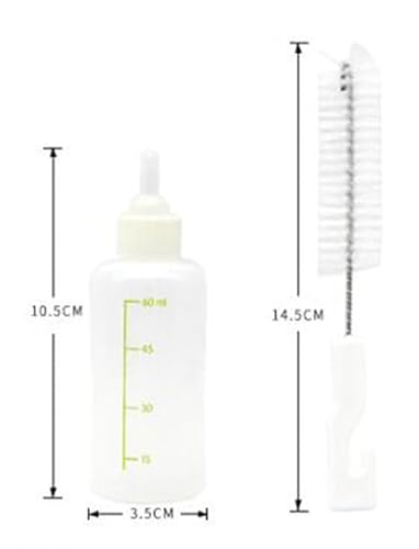 UQMIQURA Aufzuchtflasche Katze, Haustier Babyflasche Kit, Silikon Wasser Milch Flasche Silikon Babyflasche Neugeborene Pet Kleine Hunde Welpen Katze Milch Feeder mit Nippel Pinsel Set (60ml)