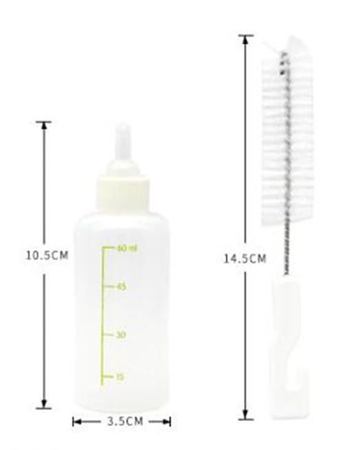 UQMIQURA Aufzuchtflasche Katze, Haustier Babyflasche Kit, Silikon Wasser Milch Flasche Silikon Babyflasche Neugeborene Pet Kleine Hunde Welpen Katze Milch Feeder mit Nippel Pinsel Set (60ml)