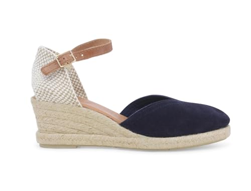 Espadrilles en daim bleu marine Melluso avec talon compensé en corde modèle 018206q