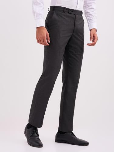 Image of Park Avenue Men's Mid Rise Regular Pants (PMTX07517-G8 Dark Grey, 34
