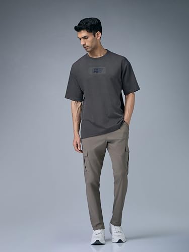 Image of TECHNOSPORT Men Printed Oversized Round Neck T-Shirt with COTFLEX, Dry Fit Sports Tee, Oversized Activewear T-Shirt for Gym, Running, Sports & Casual Wear
