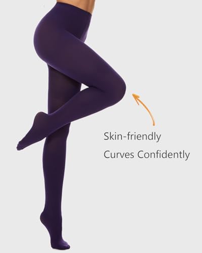 Image of DUCMODA Womens 80 Denier Opaque Tights, Women's Soft Solid Color Footed Pantyhose, High Waist Stocking with 30+ Colors