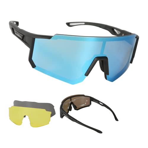 Chaesow Cycling Glasses Polarized, 3 Interchangeable Lenses, Uv Cycling Sunglasses Mens Womens, Baseball Sunglasses. Sport Sunglasses #TOP4
