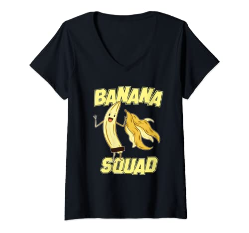 Mujer Cool Banana Squad Fruit Lover vacaciones relajantes Camiseta Cuello V