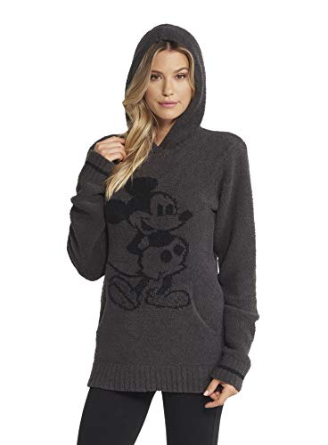 Barefoot Dreams CozyChic Classic Disney Mickey Mouse Adult Hoodie, Hooded Sweatshirt for Men and Women-Cream/Carbon