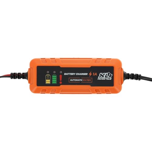 XL Perform Tools 553994 Chargeur de Batterie de 2 Roues et Tondeuse 6V/12V 1A, Chargeur de Batterie Intelligent Compact, Maintien de Charge