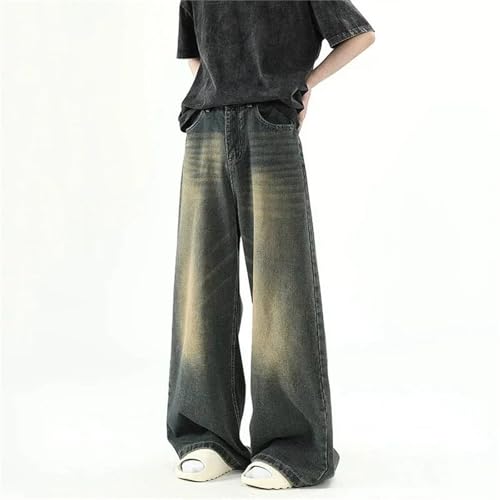 Men's Casual Long High Waist Baggy Denim Fashion Casual Straight Wide Leg Jeans with Pockets2