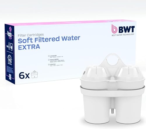 BWT Filterkartuschen SOFT FILTERED WATER EXTRA 6 Stück | Filterkartusche für Wasserfilter | Wasserfilterkartuschen | Filtert Kalk, Chlor, Blei & Kupfer | für Wasserhärte ab 15°dH geeignet