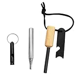 quiodok Flint feuerstarter Fire Steel Magnesium Feuerstein & Teleskop-Blasrohr & Notpfeife für Camping Outdoor Survival Bushcraft