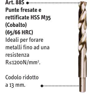 Punte HSS-E cobalto 5% corte con codolo ridotto a 13 mm | DIN338, codolo cilindrico