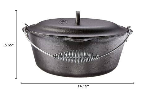 Image of Lodge Seasoned Cast Iron Dutch Oven with Bail Handle - Heavy Duty Campfire Ready Cooking Pot with Lid for Indoor& Outdoor Cooking - 7 Quart