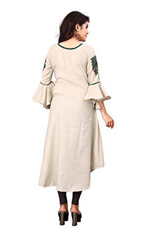 Image of Leriya Fashion Women's Slub Cotton Printed A-Line Kurti