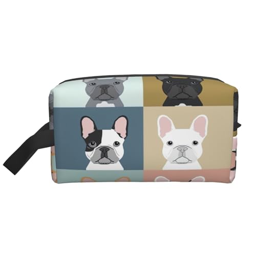 SamLng Neceser de viaje grande, diseño de bulldog francés, organizador de artículos de aseo portátil, bolsa multiusos para maquillaje, Blanco, Talla única