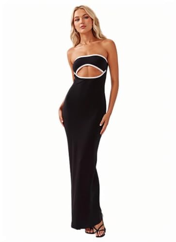 Image of Women's Dress Set, Sexy Knitted Mesh See-Through Lingerie Set, Slim-Fit Party Club Maxi Skirt