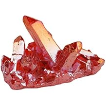 anso 100g Large Natural Rainbow Aura Titanium Quartz Crystal Cluster Rock Healing Irregular Stone Red