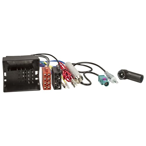 tomzz Audio 7057-006 Câble Adaptateur Radio Compatible avec Audi Skoda Seat VW Quadlock sur ISO Adaptateur d'antenne avec Alimentation fantôme Fakra sur DIN...