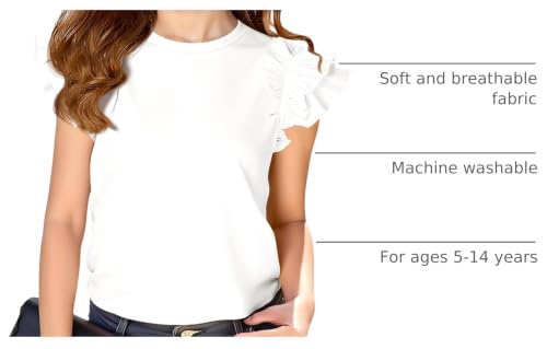 Image of Haloumoning Girls T Shirts Double Layer Ruffle Short Sleeve Kids Summer Crewneck Tunic Tee Tops 5-14 Years