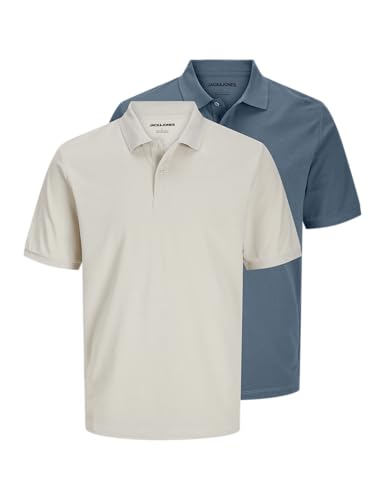 JACK & JONES Jjkane Polo SS 2Pk MP, Beige Clair, M (Lot de 2) Hommes