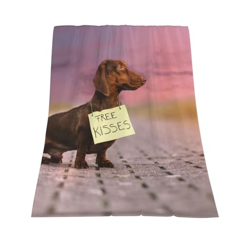 Plaid teckel marron pour canapé couverture flanelle douce - 4