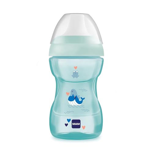 MAM Fun to Drink Trinkbecher (270 ml), Schnabelbecher für den Übergang zum Glas, Trinklernbecher mit ergonomischer Form, 8+ Monate, Wal