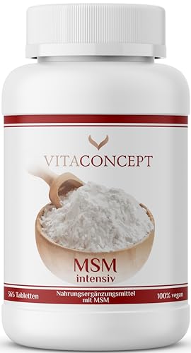 MSM Tabletten | 365 hochdosierte und vegane Tabletten | 2000 mg Methylsulfonylmethan (MSM) | laborgeprüft | Ohne Magnesiumstearat | Premiumqualität aus Deutschland | VITACONCEPT