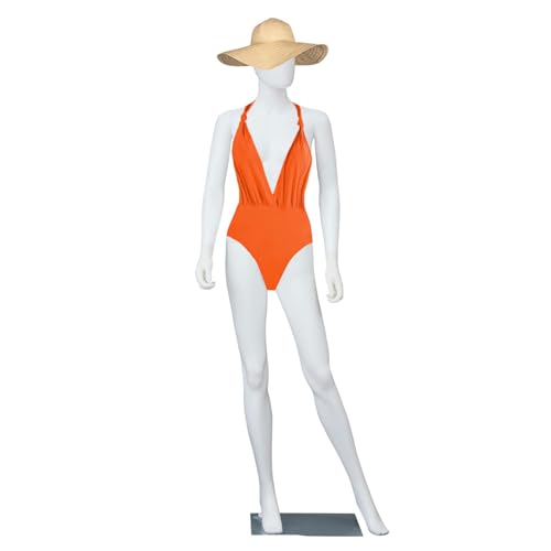 LIODUX Female Mannequin Dress Form Display - Mannequin Body Stand with Metal Base Realistic Full Body Dress Form for Clothing Jewelry Sewing and Retail Clothing Shops (W1)