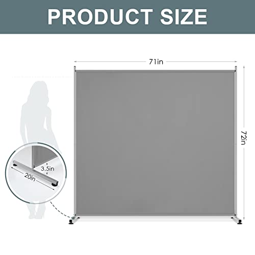 Rantila Single Large Panel Room Divider, Privacy Screen For Office, Partition Room Separators, Freestanding Room Divider 71''W X 71''H, Grey #TOP1