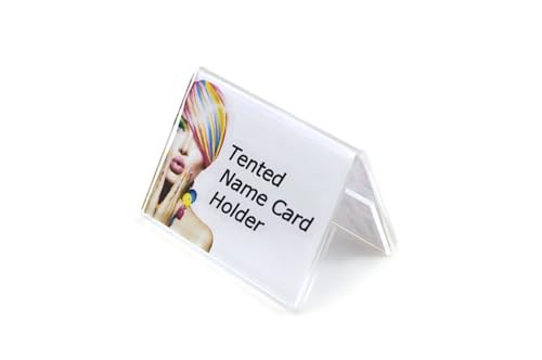 Pos Display Shop 10 x Double Sided A8 Landscape Tented Tent Shape Wedding Name Place Card Title Reserved Deli Sign Restaurant Cafe Table Number Price Label Ticket Holder Display Stand - Acrylic