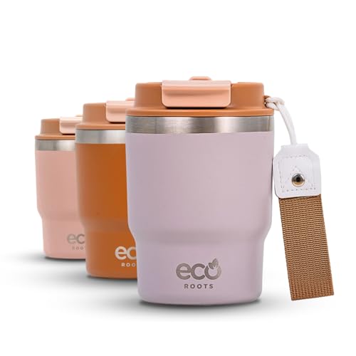 ecoroots EVERGREEN - Termo Café Para Llevar I Vaso Térmico Reutilizable I Tapa a Prueba de Fugas I Taza Térmica Antideslizante l Sin BPA I Vaso Termo Para Llevar Café, Té y Otros (LILA LAVANDA, 360ML)