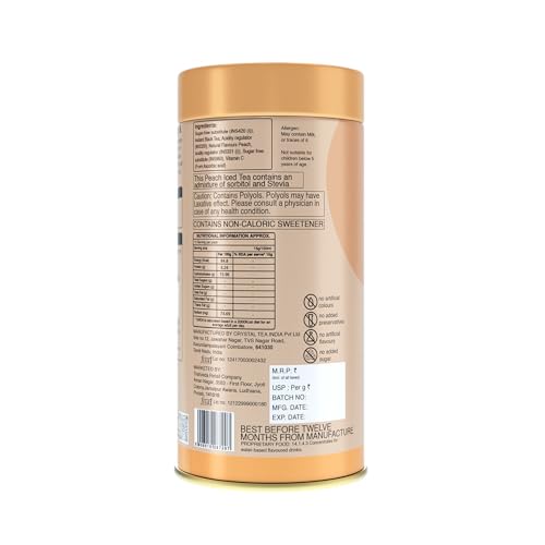 Image of Guppy Moms Sugar-Free Peach Iced Tea - Natural Flavor, Low-Calorie, Refreshing Fruit Drink | Healthy Energy Drink Alternative & Premium Mixer | Easy to Make, 200g (Pack Of 1A)
