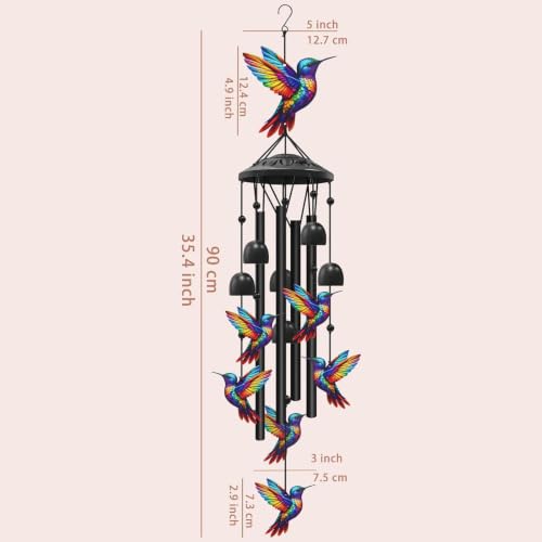 Carillones de viento para exteriores con diseño de colibrí negro, el regalo ideal de hogar 4