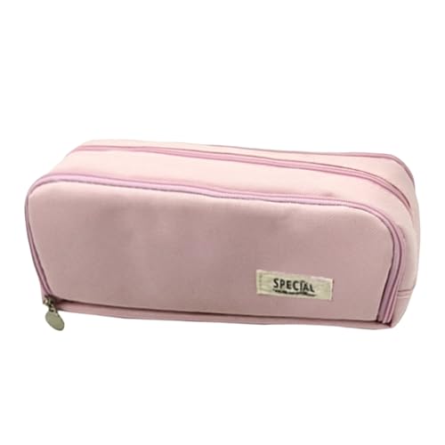 Caqnni 筆箱 ペンケース 筆入れ ペンポーチ 大容量 便利 クリアダブルレイヤー筆箱 マーカーポーチ 旅行化粧バッグ 女の子 男の子 大人のオフィスや学生のための可愛い文房具 中小学生 プレゼント(,A6ピンク)