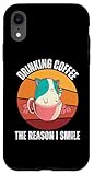 Coffee The Reason I Smile Coffee Vintage Grunge Coffee Lover Vêtements pour Anniversaire et Noël Fête des Pères Mères Ce motif montre un chaton qui dit Coffee The Reason I Smile Coffee. Parfait pour tous ceux qui aiment le café.
