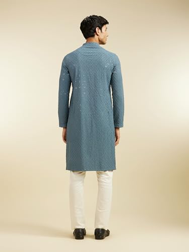 Image of DIWAS BY MANYAVAR Men's Viscose Chikankari Sequined Kurta (1pc)